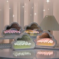 Lampe de nuit 20 fleurs tulipes avec miroir, design nuage, lampe à fleurs artificielles assemblée, lampe de table, chambre à coucher, décoration, cadeau