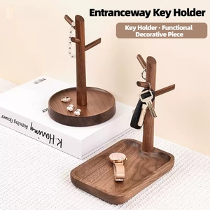 Boîte <span class=keywords><strong>de</strong></span> rangement <span class=keywords><strong>de</strong></span> <span class=keywords><strong>bureau</strong></span> élégante et moderne à deux niveaux en bois écologique personnalisable, organisateur multifonctionnel pour clés et bijoux - Product Image 5