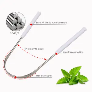 100%304 Stainless Steel Tongue Cleaner Professional Oral Care Tongue Brush To Improve Bad Breath And Fresh Breath