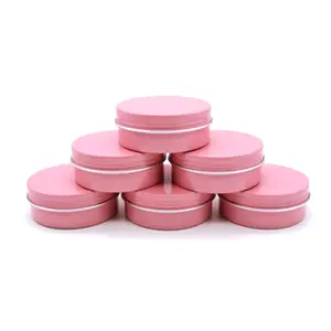 Kaleng Kosmetik Logam Kecil 25Ml 25G Kemasan Kaleng Aluminium Merah Muda