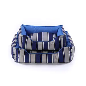 Китайский производитель, Роскошная легкая чистота, гигантская голубая полосатая оксфордская кровать для собак, съемная подушка для большой собаки