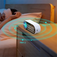 Jam Alarm Speaker rumah portabel Mini nirkabel, Speaker rumah dengan Radio FM, lampu Surround Led, pengeras suara gigi biru