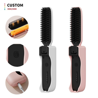 NOUVEAU Lisseur de cheveux portable professionnel 2-en-1 sans fil rechargeable en plastique ABS et acier inoxydable, mini peigne chauffant de voyage