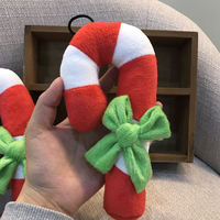 Jouet pour chien en forme de canne à sucre de Noël, peluche couineuse pour chiot, cadeau de Noël pour animaux de compagnie, vente en gros