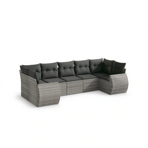 Ensemble de canapés de jardin en rotin gris, meubles d'extérieur avec coussins en mousse haute densité, design contemporain, résistant à l'eau et aux UV - Product Image 1