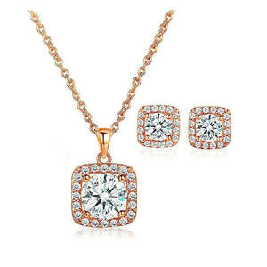 hot selling Red <b>Ruby</b> Jewelry Set Cubic Zirconia Bling White <b>Necklace</b> Pendant Earrings Set for Women Wedding Party Evening - Product Image 2