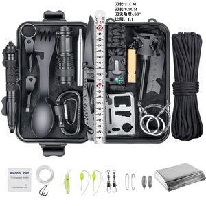 Kit d'outils de survie en plein air 21 cm, équipement d'urgence multifonctionnel pour le camping en milieu sauvage, fournitures de premiers secours - Product Image 1