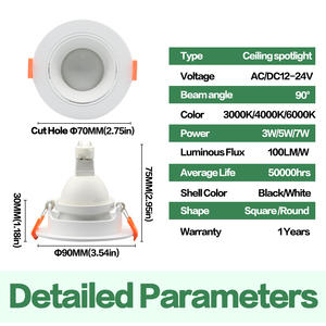Spot <span class=keywords><strong>LED</strong></span> MR16 3W/5W/7W <span class=keywords><strong>12V</strong></span>-24V en plastique, douille <span class=keywords><strong>GU5</strong></span>,3, IP20, pour éclairage intérieur - Product Image 2
