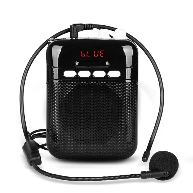 V2 Classroom Portable Rechargeable Mini Audio Speaker Megaphone Metal Ear Microphones for Teaching & Tour Guide Wired