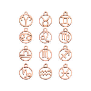 Pendentifs en acier inoxydable plaqué or creux avec 12 signes du zodiaque pour la fabrication de bijoux - Vente en gros - Product Image 6