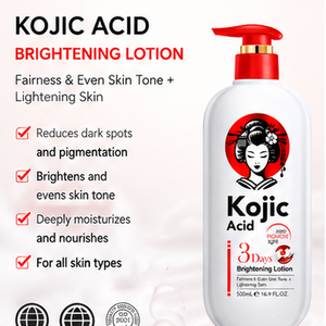 Crème éclaircissante pour le corps Kojic, formule hydratante végane 500 ml, correcteur de taches brunes, lotion égalisatrice du teint, parfumée Sakure - Product Image 6