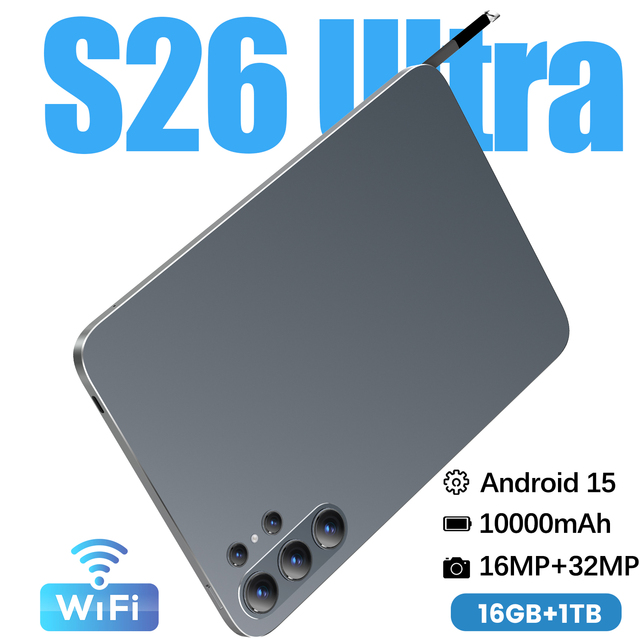 Unlocked  Phone S26 5G Global Tablet PC 10.1" 2560x1600 16GB RAM Android 15 10000mAh Battery Educational Front Camera Factory Direct