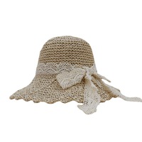 Chapeau de paille en crochet pour femme avec nœud décoratif, fait main, respirant, protection solaire, idéal pour l'été et les vacances à la plage
