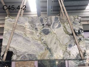 Tapa de Isla de cocina pulida de losa de cuarcita de lujo verde exótico de lujo con diseño de venas únicas para proyectos de villas y interiores - Product Image 5