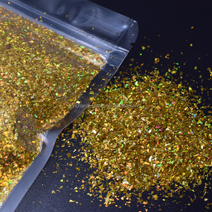 Sacs transparents de 2 oz en polyester à haute teneur en paillettes écrasées holographiques irrégulières pour l'artisanat des ongles en résine - Product Image 3
