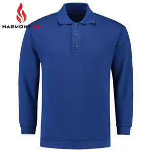 Commercio all'ingrosso NFPA2112 lavorato a maglia blu manica lunga Henley sicurezza FRC Batton Polo ignifugo saldatura ignifuga FR camicie