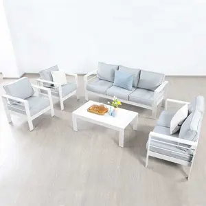 6 Personen Sofa garnitur Ningbo Outdoor Eleganter Aluminium-Stil mit Couch tisch außerhalb Garten Terrassen möbel
