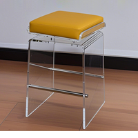 Tabouret de bar pivotant de luxe personnalisé, haut de gamme, moderne, en cuir PU, acrylique, acier inoxydable, pivotant à 360 degrés, sans accoudoirs, pour la maison, les bars, les hôtels