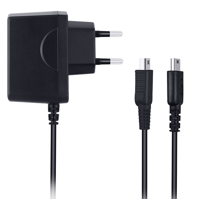 2-in-1 AC Adapter Power Supply CE Certification for Nintendo 3DS/2DS/DSi/DS Lite EU NTSC Version Featuring Micro USB Mini USB