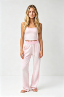 Tank Top Rajut Bergaris Wanita Katun Ribbed Slim Fit Tanpa Lengan Musim Panas Kasual Vest Grosir OEM