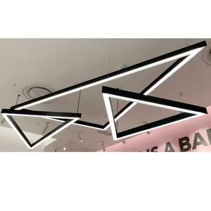 삼각형 모양 블랙 완성 알루미늄 프로필 삼각형 펜던트 LED 선형 교수형 조명 샹들리에 및 펜던트 조명 사무실