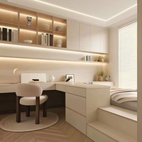 Ensemble de chambre à coucher tatami moderne personnalisé avec bureau intégré et rangement pour petits espaces