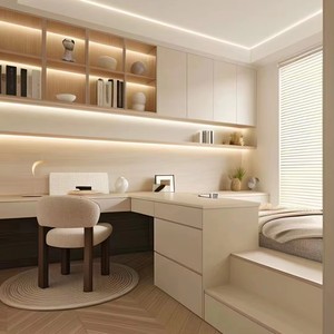 Custom Modern Tatami <strong>Bedroom</strong> Set with Integrated Desk and Storage for Small Spaces - Product Image 2