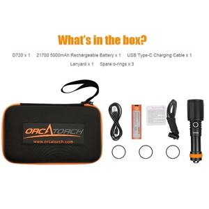Orcatorch D720 Siêu Tập Trung Lặn Đèn Pin Max Chùm Khoảng Cách 1300 Mét Dưới Nước <span class=keywords><strong>Torch</strong></span> Ánh Sáng Không Thấm Nước Cho Scuba Công Nghệ Lặn - Product Image 5