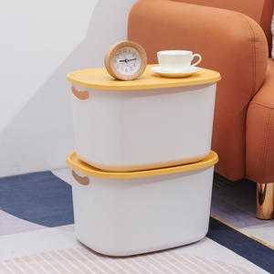 Caja de almacenamiento de ropa para el hogar con tapa, organizador rectangular de plástico de 500g, contenedor de almacenamiento de color sólido tipo vertical para sala de estar - Product Image 4