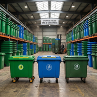 Poubelle à roulettes en plastique 770L HDPE pour extérieur avec couvercle, quatre roues, logo personnalisé, poubelle pour les événements