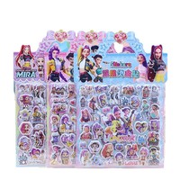 Autocollants de déguisement de princesse pour enfants, autocollants 3D à double couche, motifs de dessins animés en relief, designs anime dorés, imperméables en PVC/PET/EVA
