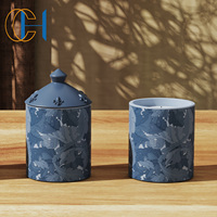 C & H Ensemble de pots de diffuseur de bougies en ciment en forme de yourte mongole décorative