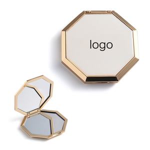 Miroir de maquillage octogonal double face pliable en métal, autocollant époxy DIY, cadeau simple et exquis, vente chaude - Product Image 1