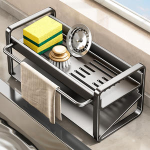 Égouttoir d'évier de cuisine Lily avec plateau et poignée pour éponges, chiffons de nettoyage, forme carrée - Product Image 2