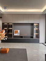 Meuble TV moderne en bois Unité murale LED pour chambre à coucher Mobilier en bois élégant pour le salon