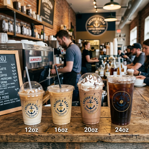 Gobelets à café jetables en plastique transparent PET personnalisés avec logo AT PACK, 12 oz, 16 oz, 20 oz, 24 oz, avec différents couvercles - Product Image 2