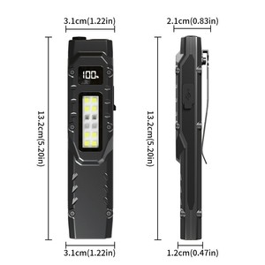 ไฟฉาย LED แบบพกพาบางเฉียบพร้อมจอแสดงผลดิจิตอลและคลิปหนีบปากกาแบตเตอรี่แบบชาร์จไฟได้ 1000 มิลลิแอมป์ไฟฉายยุทธวิธีกลางแจ้ง - Product Image 4
