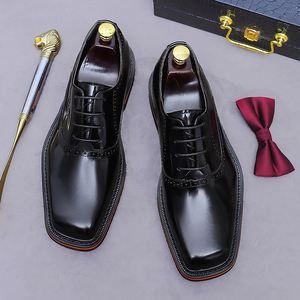 Zapatos Formales de Cuero Genuino para Hombre, con Punta Cuadrada, Clásicos para Bodas y Fiestas, Ligeros, Transpirables y Antideslizantes - Product Image 3