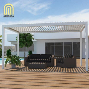Alucasa Gazebo açık bahçe <span class=keywords><strong>Yard</strong></span> Pergola elektrikli Louvre çatı alüminyum uzaktan kumanda motorlu su geçirmez lüks Pavillon - Product Image 4