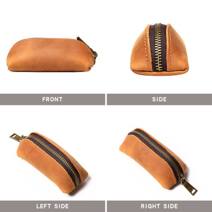 シンプルスタイルコイン財布レザーキーバッグジッパー手持ち収納バッグキーイヤホンストレージキーリング付き - Product Image 4