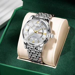 Reloj de Cuarzo de Lujo para Hombre 2026, Estilo Ejecutivo, Correa de Acero Inoxidable, Doble Calendario, Incrustaciones de Diamantes, Luminoso e Impermeable - Product Image 3