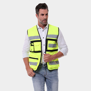 Haute visibilité visibilité personnalisable multi-poches Fluorescent réfléchissant hommes travail gilet sécurité Construction ingénieur vêtements - Product Image 3
