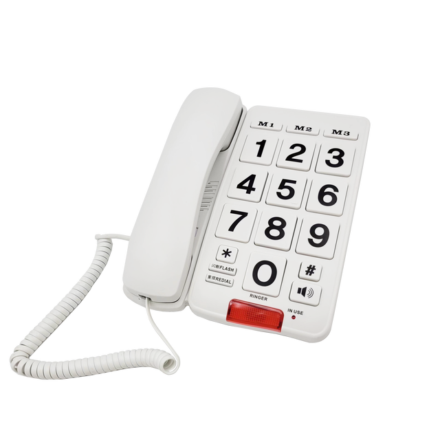 Wall Mountable Large Number Landline Telefone For Elderly People and Amplified Big Keys Corded Telephone with Two Way Speaker