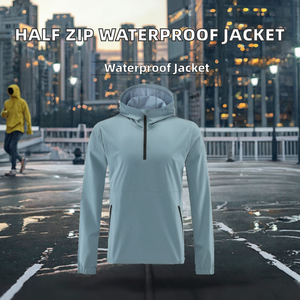 <b>Half</b> <b>Zip</b> Varsity <b>Jacket</b> <b>Men</b> Waterproof Plain Dyed Bonded Gym Clothes Run Windbreak Zipper Blank Wear Mesh Lining Custom Nylon - Product Image 2