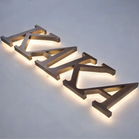 Enseignes lumineuses LED en métal brossé personnalisées OEM DakeSign, étanches IP65, pour publicité commerciale