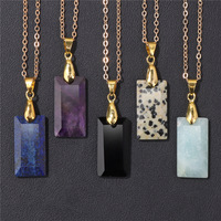 Automne hiver rétro avancé chandail chaîne personnalisé géométrique carré multicolore pierre pendentif collier cadeaux pour les femmes