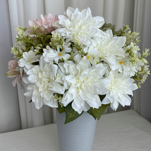 Flores Artificiales Suzume Ii, Dalia de Nueve Cabezas, 47 cm, Serie Morada, Decoración para Bodas y Hogar, Arreglo Floral Hecho a Mano - Product Image 2