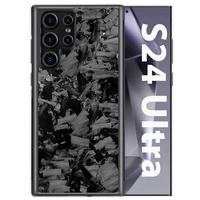 Étuis de luxe en Fiber de carbone pour téléphone portable Samsung S25ULTRA/24 S23 S22Plus comprenant une poignée de téléphone forgée à gros grains taille parfaite