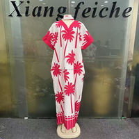 Robe Kaftan Bubu Décontractée et Ample pour Femme, Style Ethnique, Imprimé Palmiers Africains, Idéale pour la Maison, les Fêtes, la Plage et les Vacances – Collection Été 2026