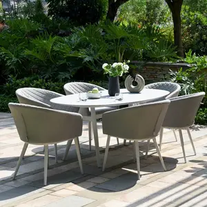 Metall-Gartenfurniture Terrasse 8-Sitzer rechteckiges Esstischset Hotel Aluminium Outdoor-Tische und Stühle